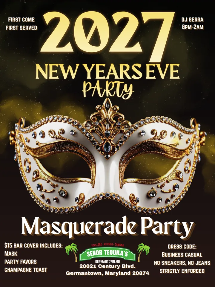 The 2027 New Year's Eve Masquerade Party flyer